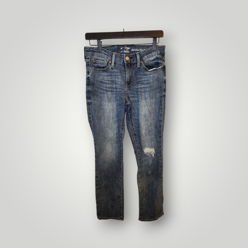Levi's mid-rise slim Cuffed blue denim jeans size 6 28